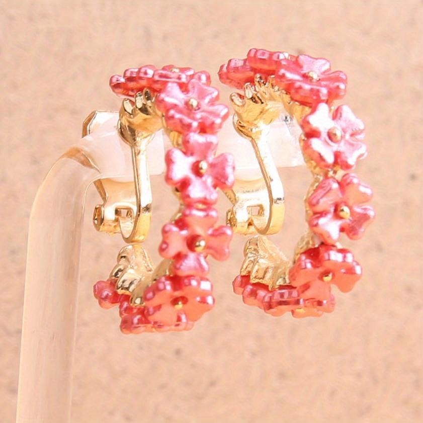 Floral Designed Round Ear Clips for Women